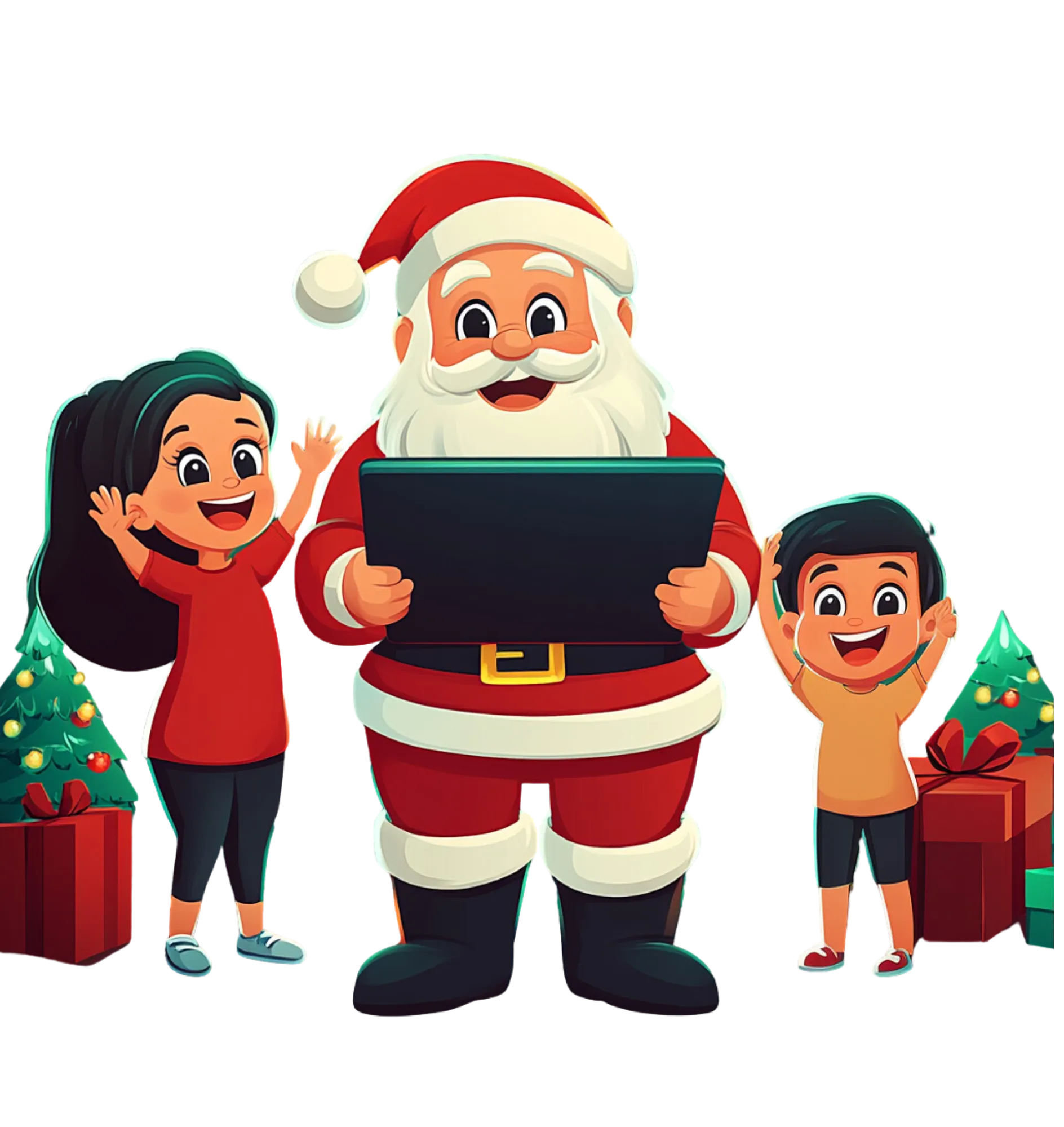 ded moroz or santa surrounded by kids